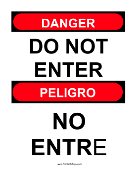 Printable Do Not Enter Bilingual Sign
