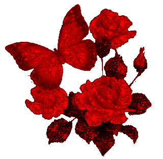 Glitter Gif Red rose and buttefly
