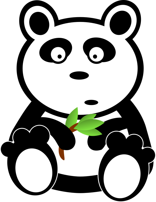 Panda with bamboo leaves Free Vector / 4Vector