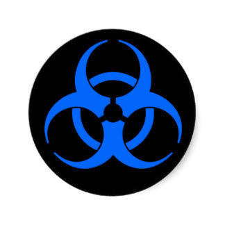 Blue Biohazard Symbol Stickers, Blue Biohazard Symbol Sticker Designs