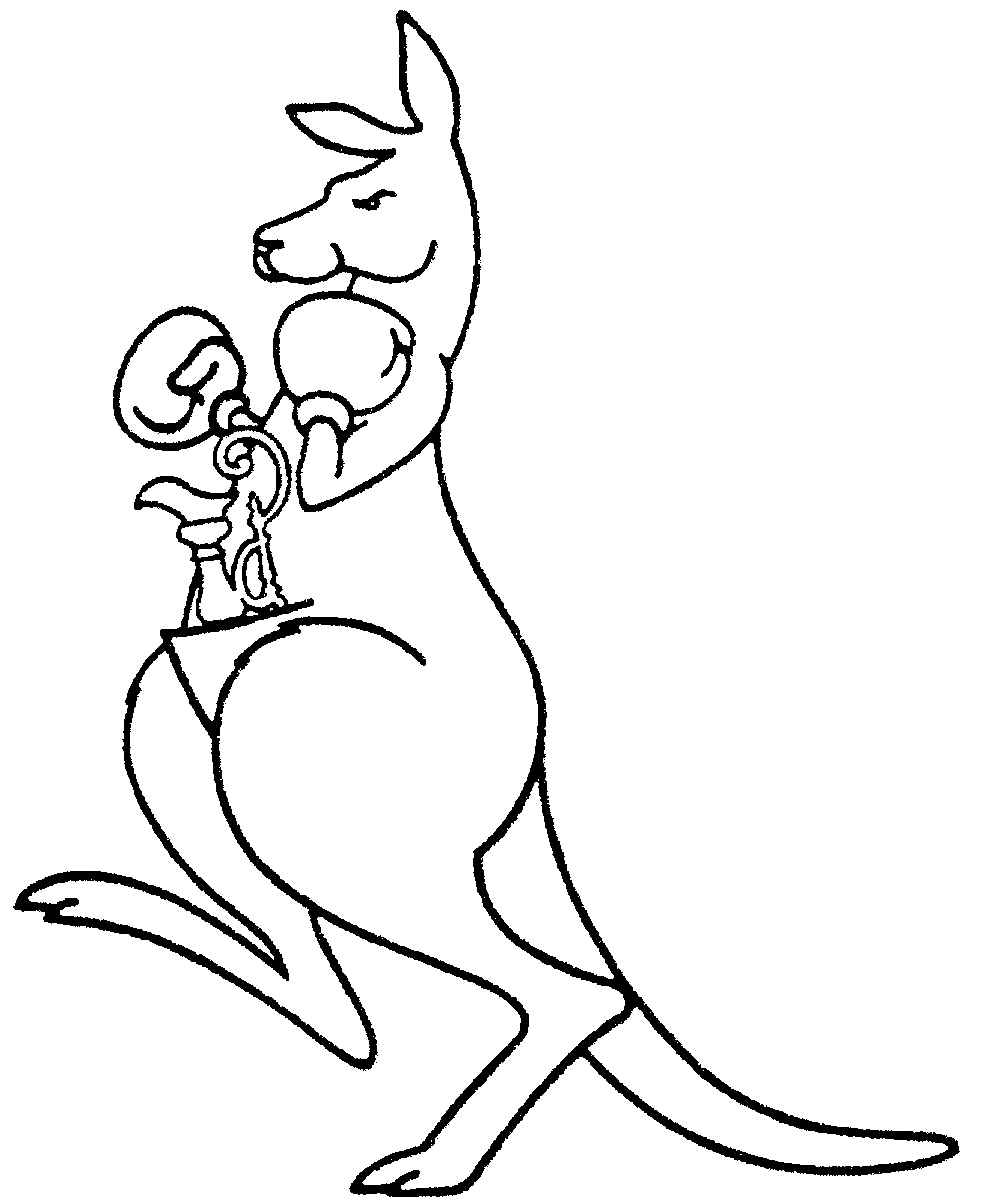 kangaroo clipart black and white - photo #28