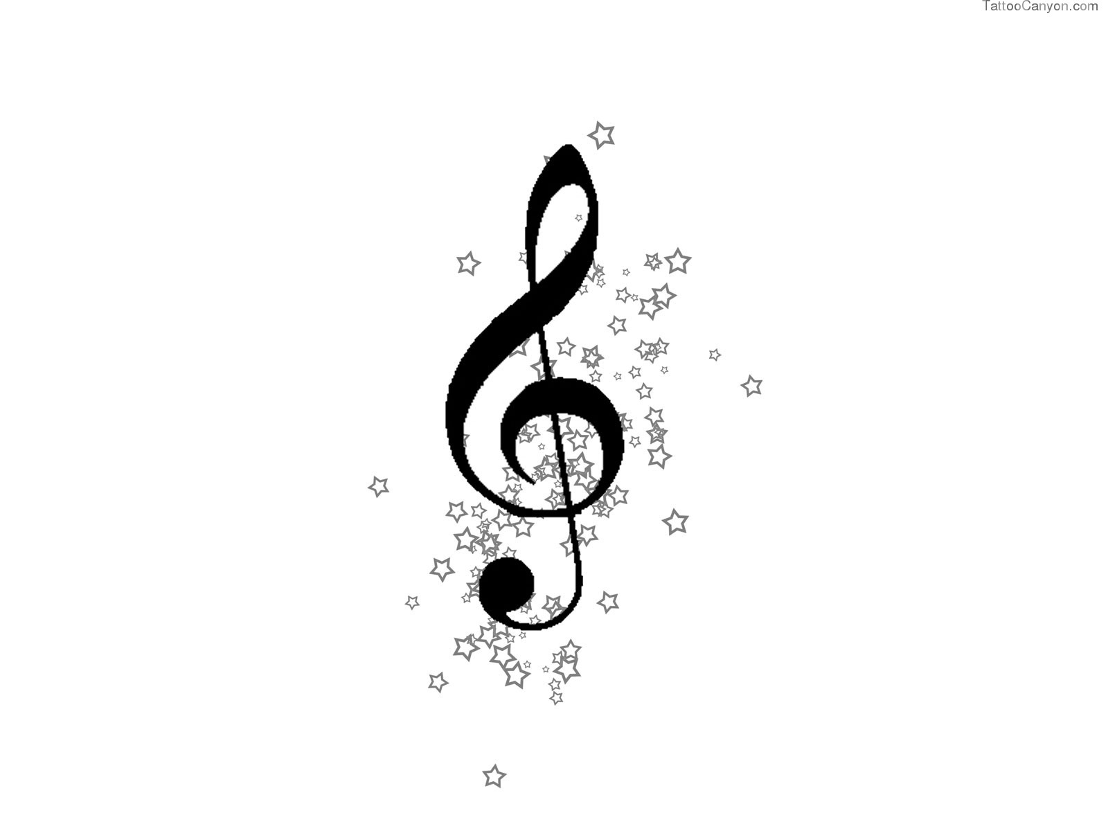 Free Designs Music Clef And Stars Tattoo Wallpaper Picture #