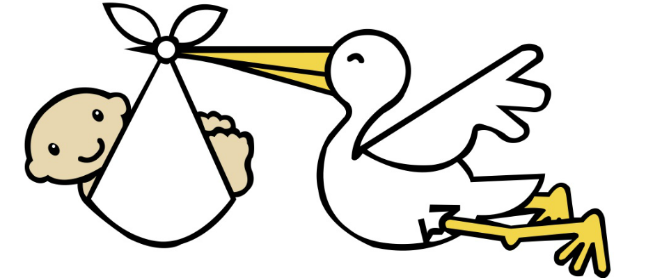 Free clipart stork carrying baby