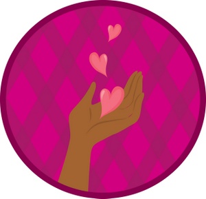 Love Clipart Image - A woman's hand catching falling hearts as a ...