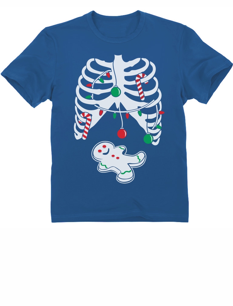 Cute Christmas Rib Cage Xray Gingerbread Skeleton Kids T-Shirt ...