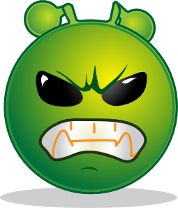 Smiley Green Alien Grrr clip art Free Vector