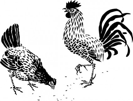 Hen And Rooster clip art | Vector Clip Art