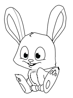 Easter Bunny Coloring Page Outline Cartoon | Just Free Image Download