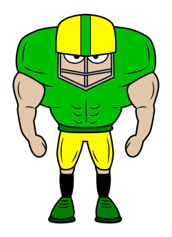 Drawing a cartoon football player