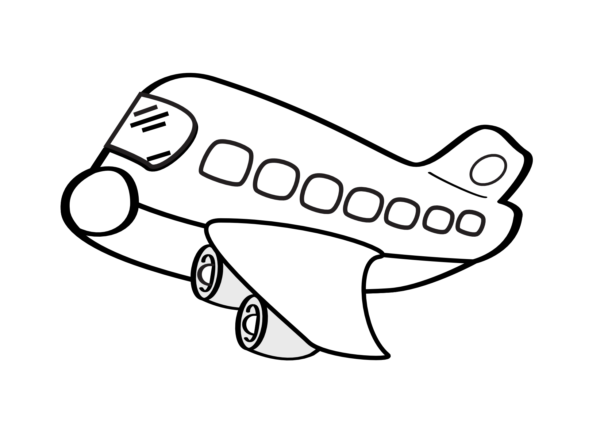 black-and-white-cartoon-plane-clipart-best