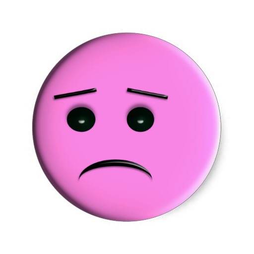 Sad Pink Smiley Face Classic Round Sticker | Zazzle