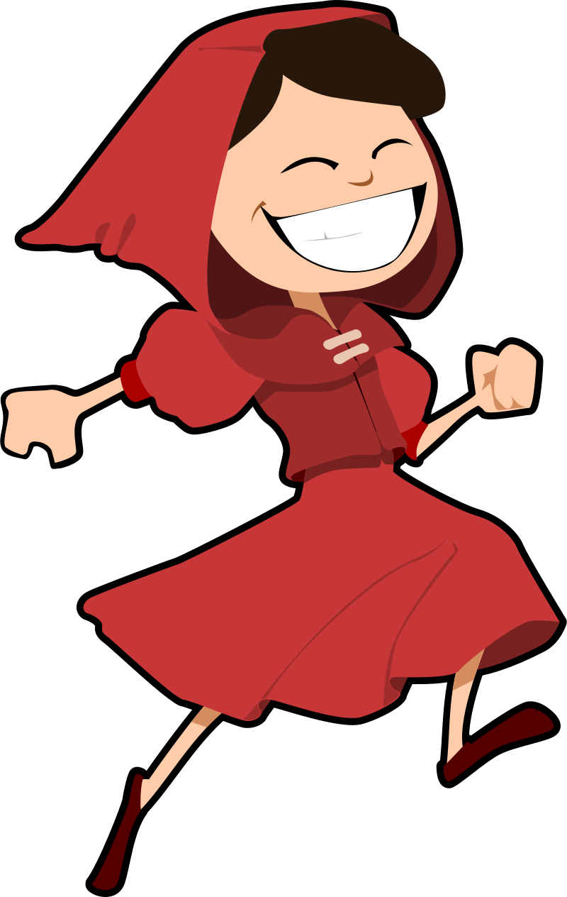 Clipart - Jumping Girl Dressed in Red