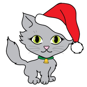 Santa Hat Clipart Image - A cute Grey kitten wearing a red and ...