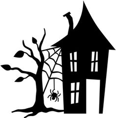 Halloween haunted house silhouette clipart