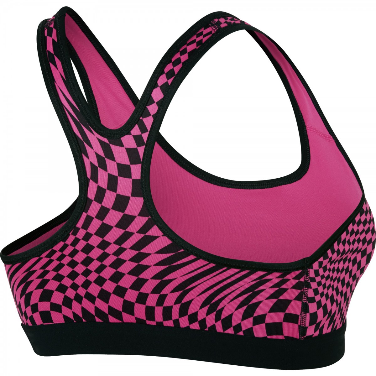 Nike Pro Classic Warped Check Sports Bra Women's Pink Pow & Black ...