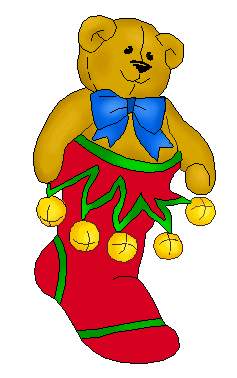 Christmas Clip Art - Teddy Bears in Christmas Stockings