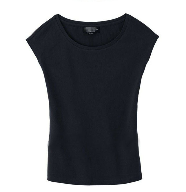 Plus Size Crew Neck 100% Cotton Blank Black T Shirts for Women ...