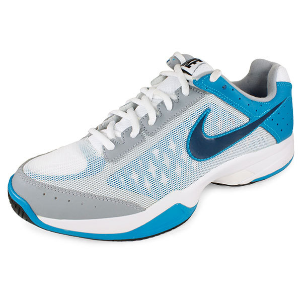 NIKE Junior`s Air Cage Court Tennis Shoes White/Neo Turq