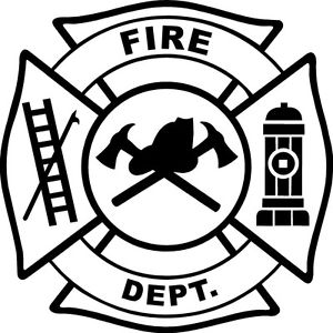 WHITE Vinyl Decal Fire Department maltese cross firefighter ...