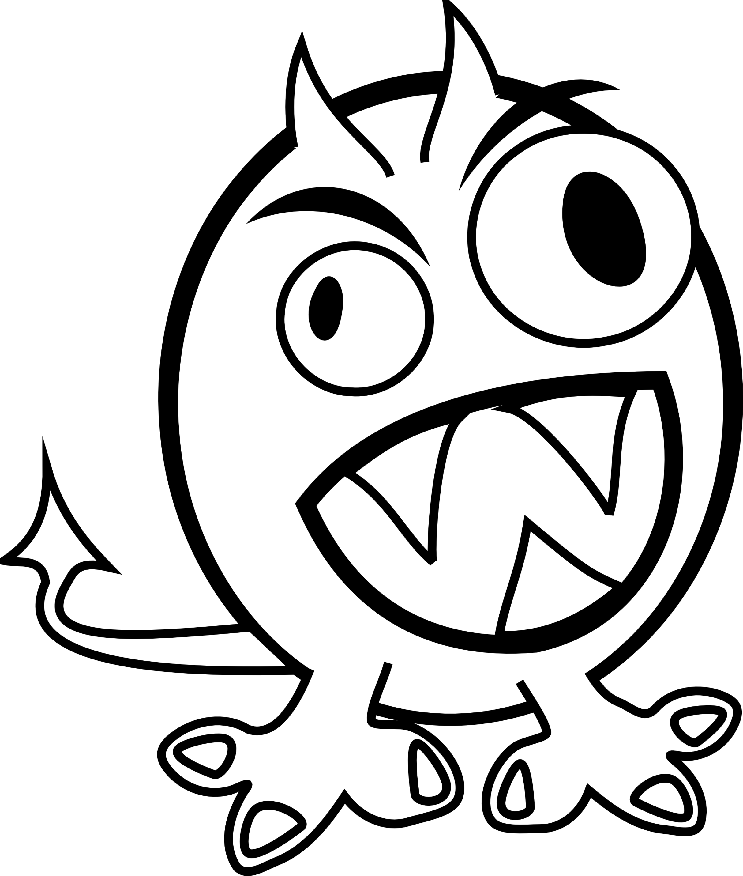 Clip Art Small Funny Angry Monster Black White Clipart - Free to ...