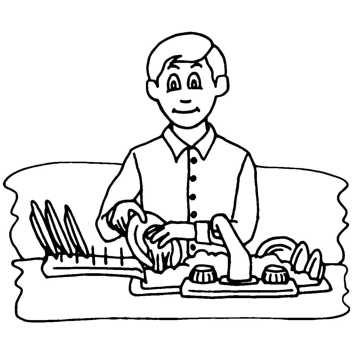 Kids clipart black and white chores
