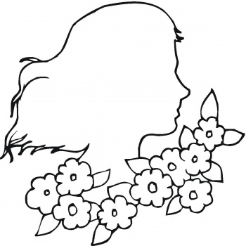 Lady with Flower Outline coloring page | Super Coloring