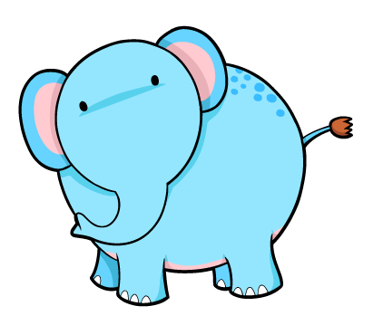 Cartoon Baby Blue Elephant : Custom Wall Decals, Wall Decal Art ...