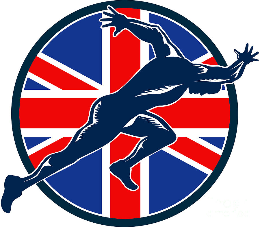 Runner Sprinter Start British Flag Circle Digital Art by Aloysius ...
