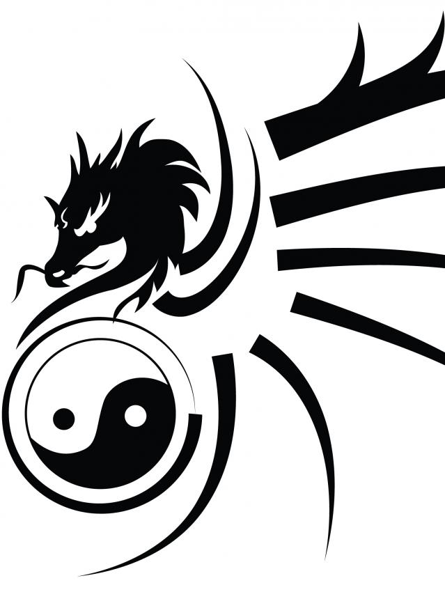 Tribal Dragon And Yin Yang Tattoo On Chest | Tattoobite.com