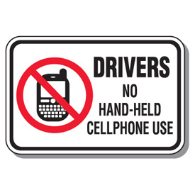 Cell Phone Law & No Texting Signs - Drivers No Hand-Held Cellphone ...