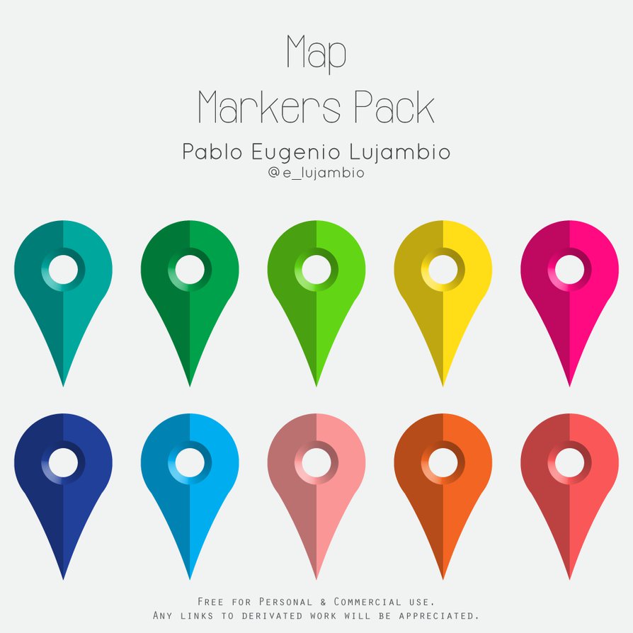 Free Colorful Map Marker Set Vector - TitanUI