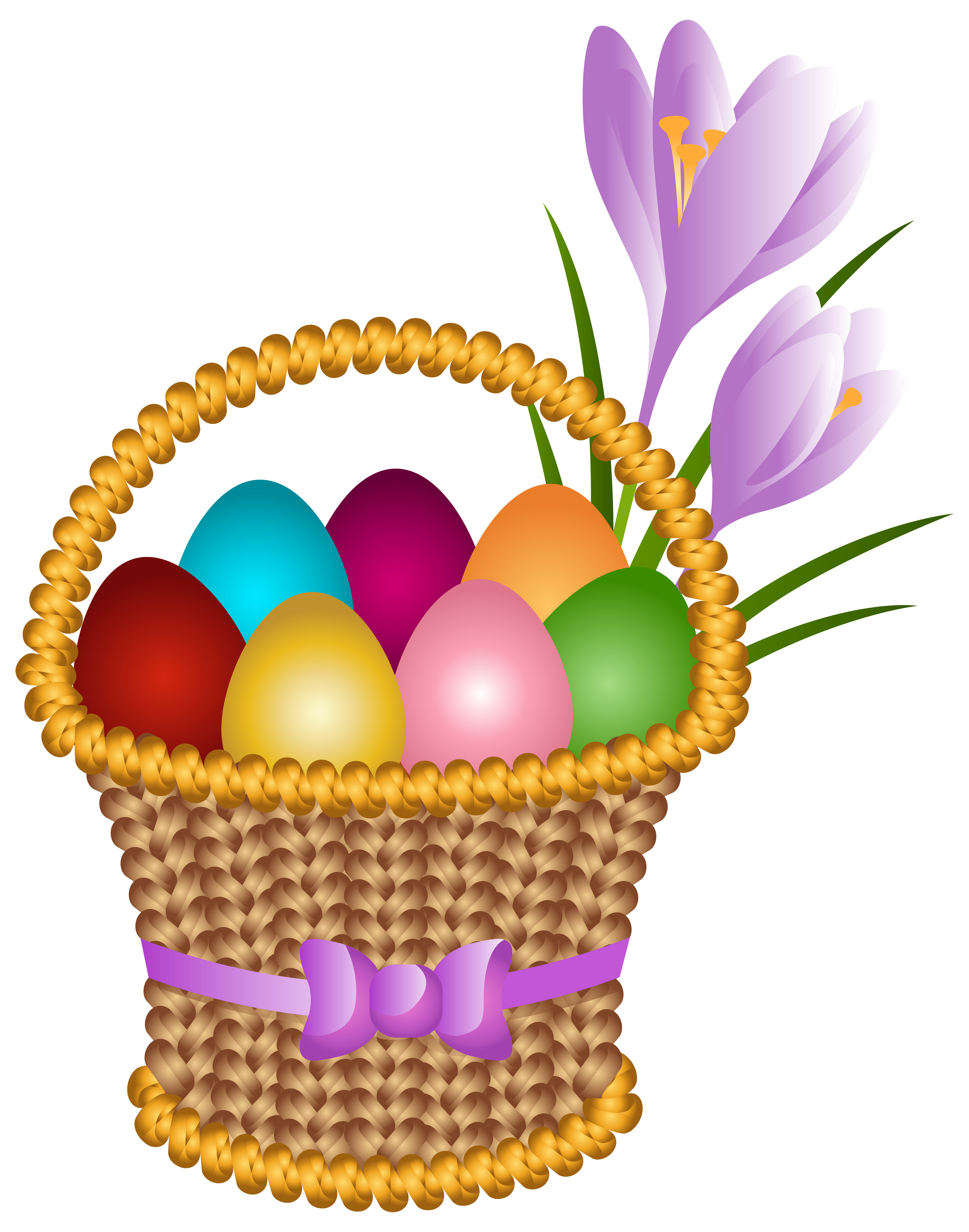 Easter Egg Basket Transparent PNG Clip Art Image
