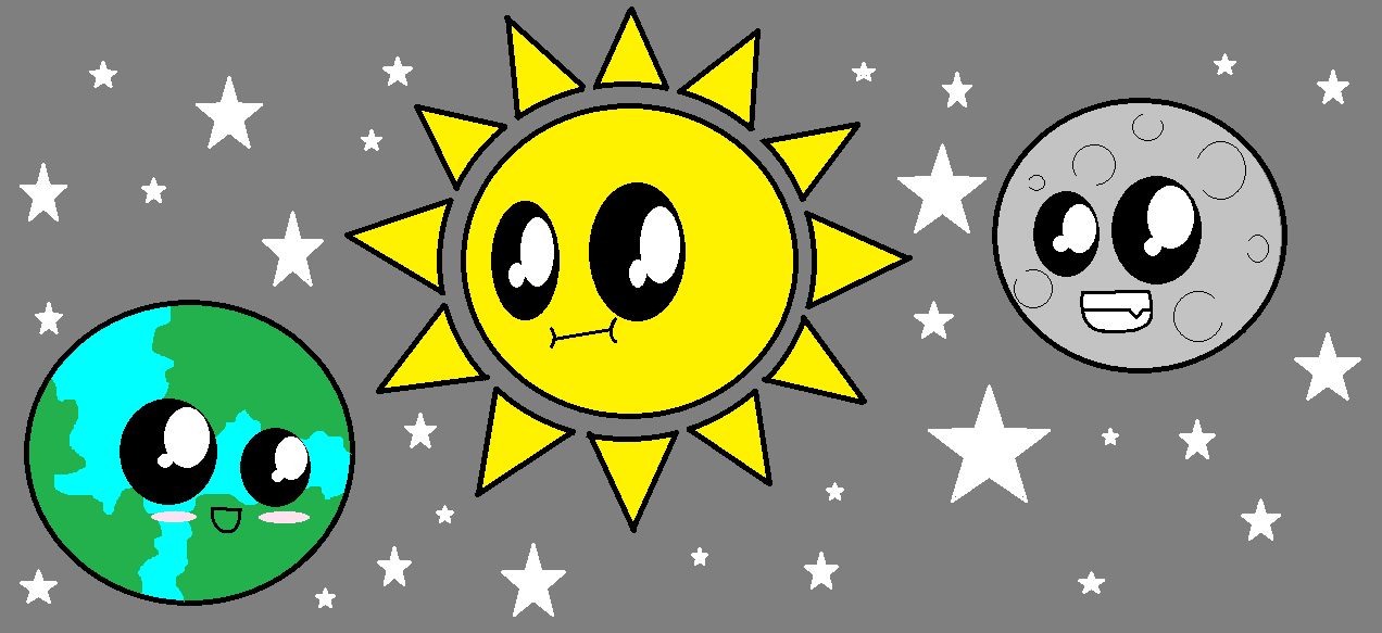 Cartoon Sun moon And Earth - ThingLink