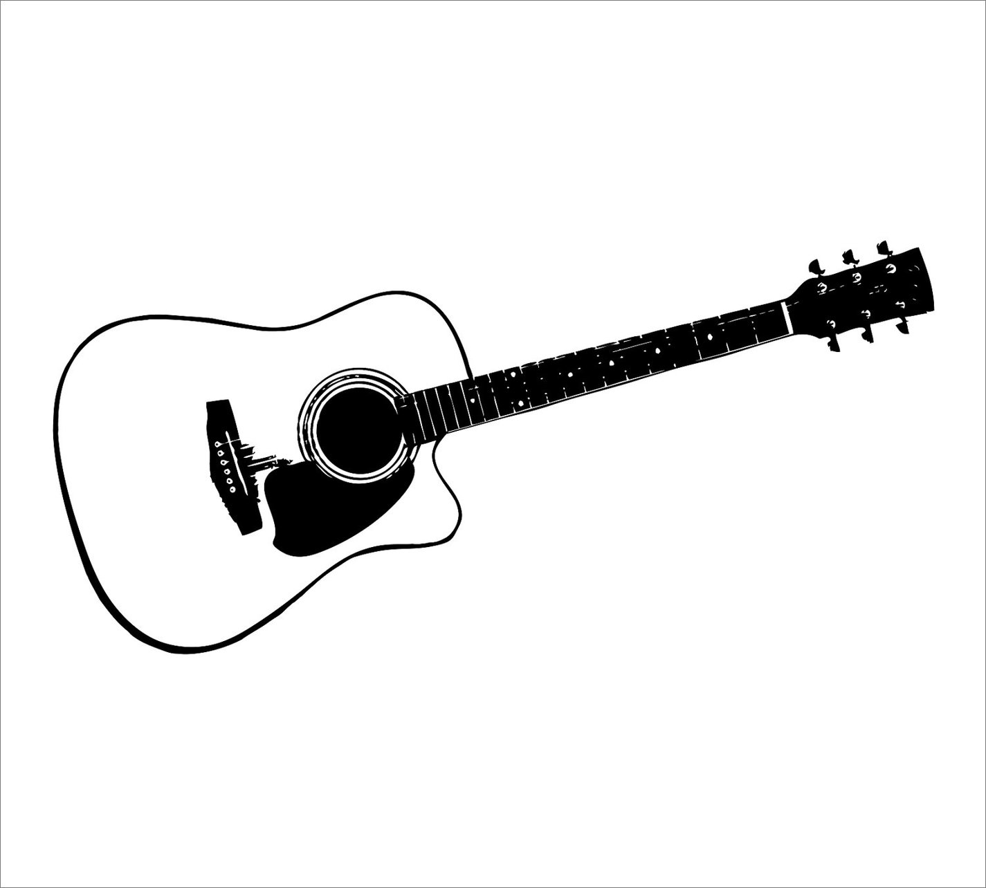 Acoustic guitar clipart black and white