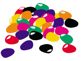 Jelly beans and happy easter on clipart