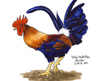 rooster drawing – Etsy