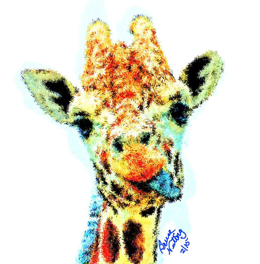 Pointillism Giraffe Painting by Bruce Nutting