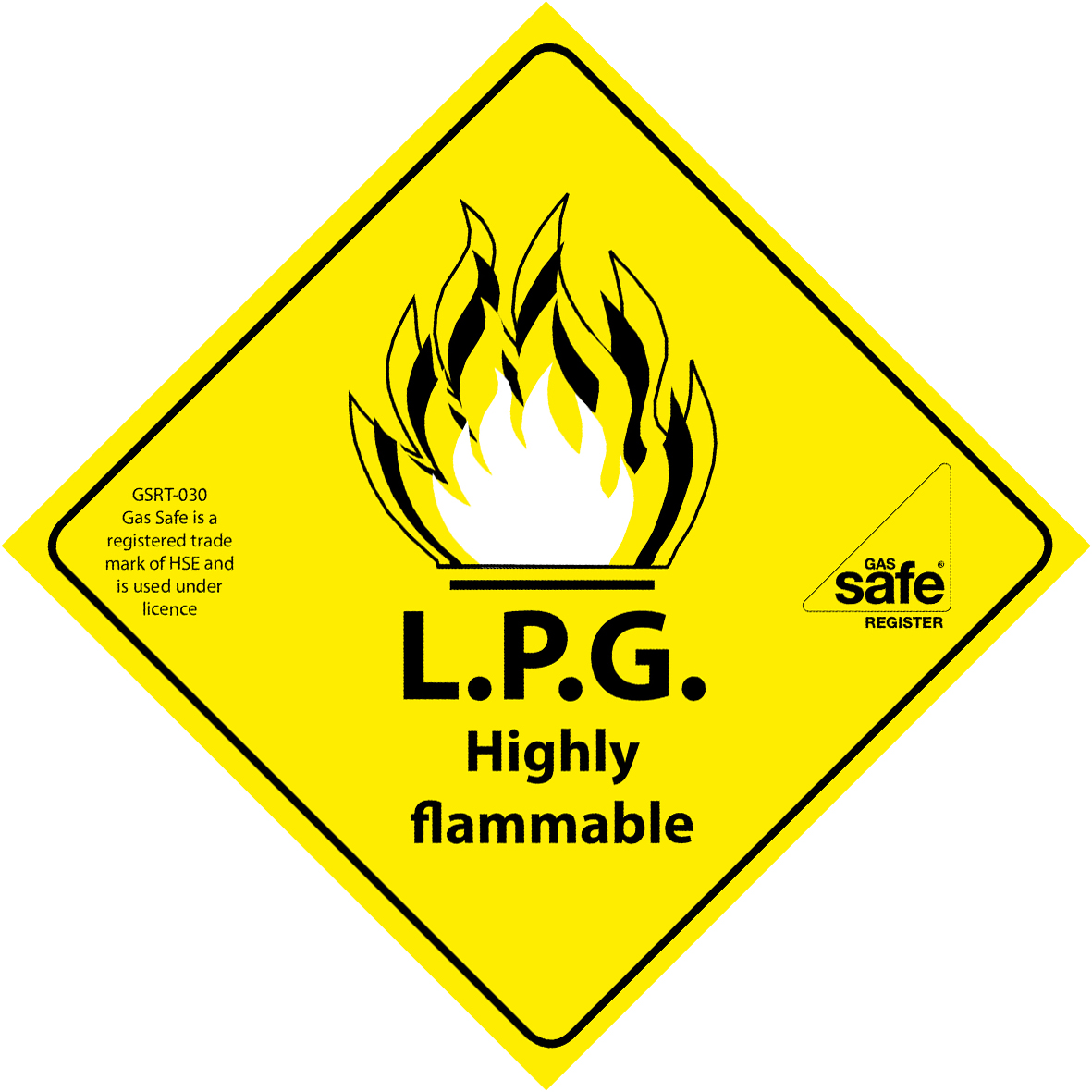 Gas Safe L.P.G. Highly Flammable Labels - Gas Safety Shop