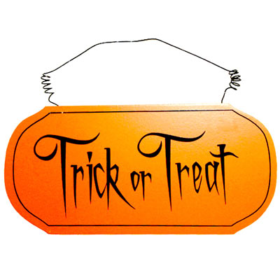 Halloween Trick or Treat Orange Plaque