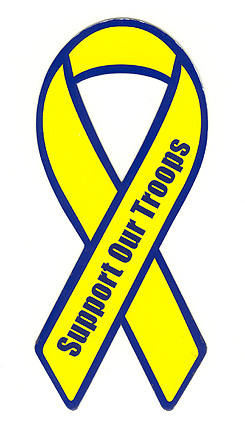 YELLOW SUPPORT TROOPS MAGNET - American Legion Flag & Emblem