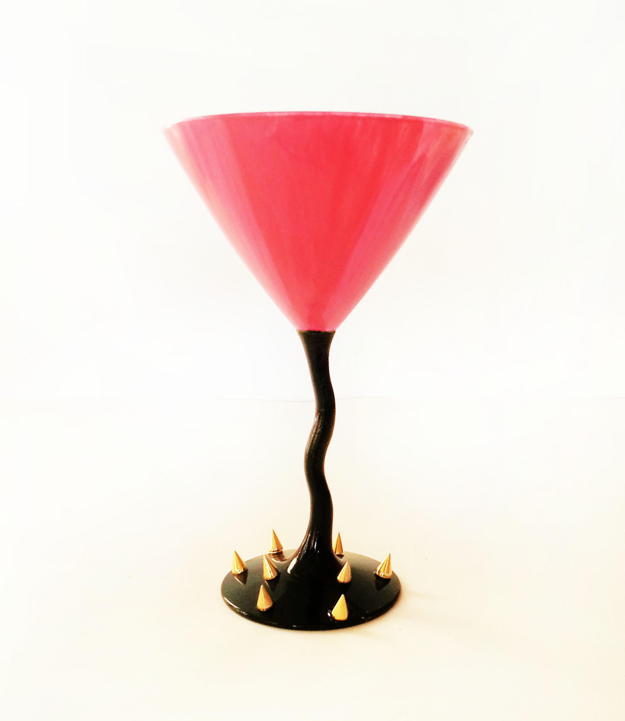 Wild side Martini glass – hot pink ombre – black swirly stem ...