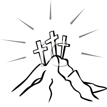 Easter Cross Black And White Clipart
