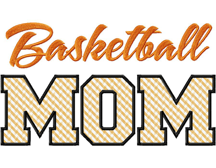 Basketball Mom Applique Machine Embroidery Design