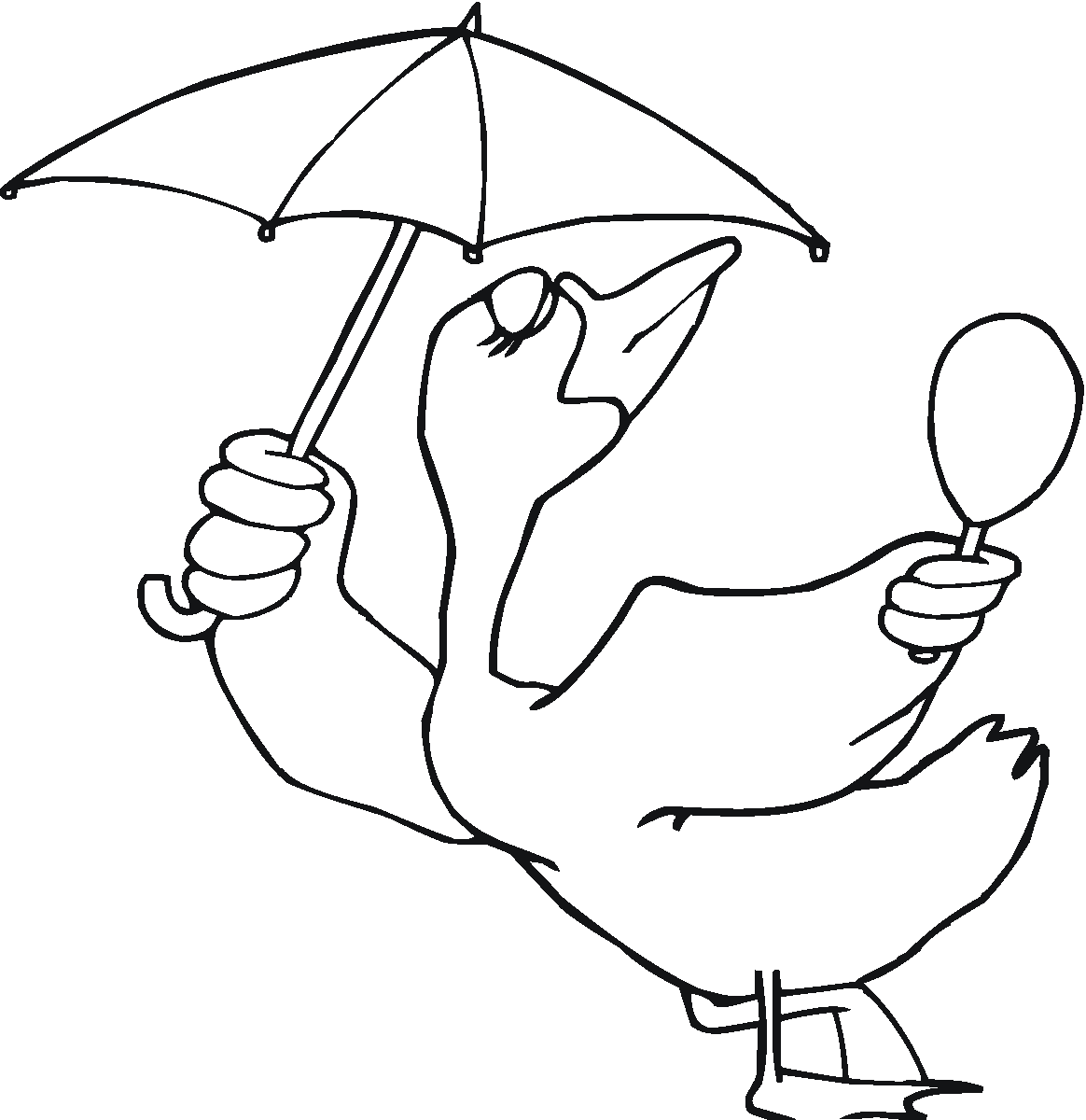 Goose With Umbrella Coloring Online | Super Coloring