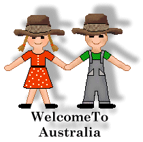 Australia clip art titles of boys and girls wearing Aussie outback ...