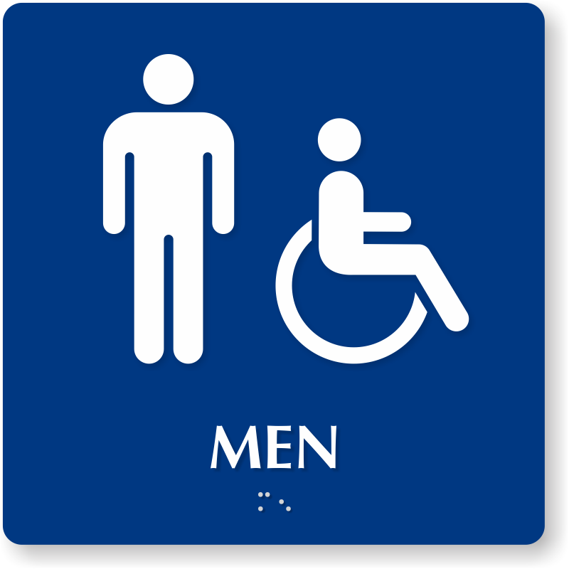 Men And Handicap Pictogram Braille Restroom Sign, SKU - SE-5777