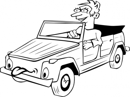 1,181 views Boy Driving Car Cartoon Outline clip art vector, free vector ...