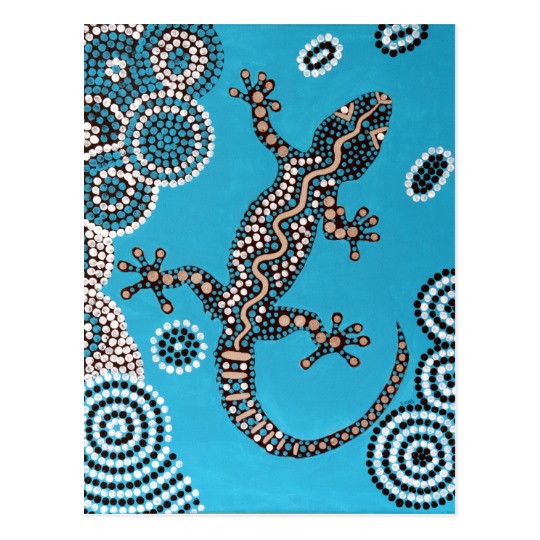 Aboriginal kind, Gecko, point painting, DOT Postcard | Zazzle