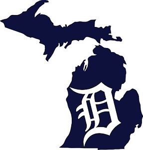 Detroit Tigers Old English &#034;D&#034; State of Michigan vinyl ...