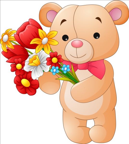 Flower with teddy bear vector - Vector Animal, Vector Flower free ...